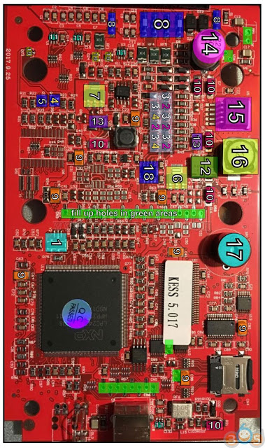 to make life easier for collecting components for kess v2 v5.017 red pcb rework